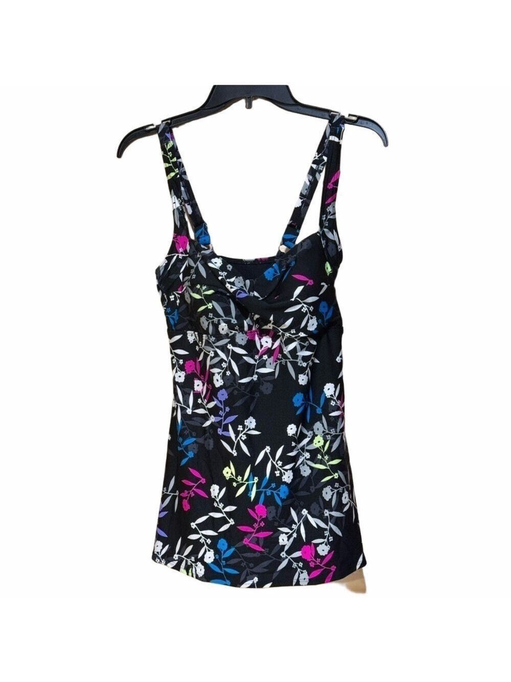 Calypso Cove Black Floral Bustier One Piece Swimsuit Size 10